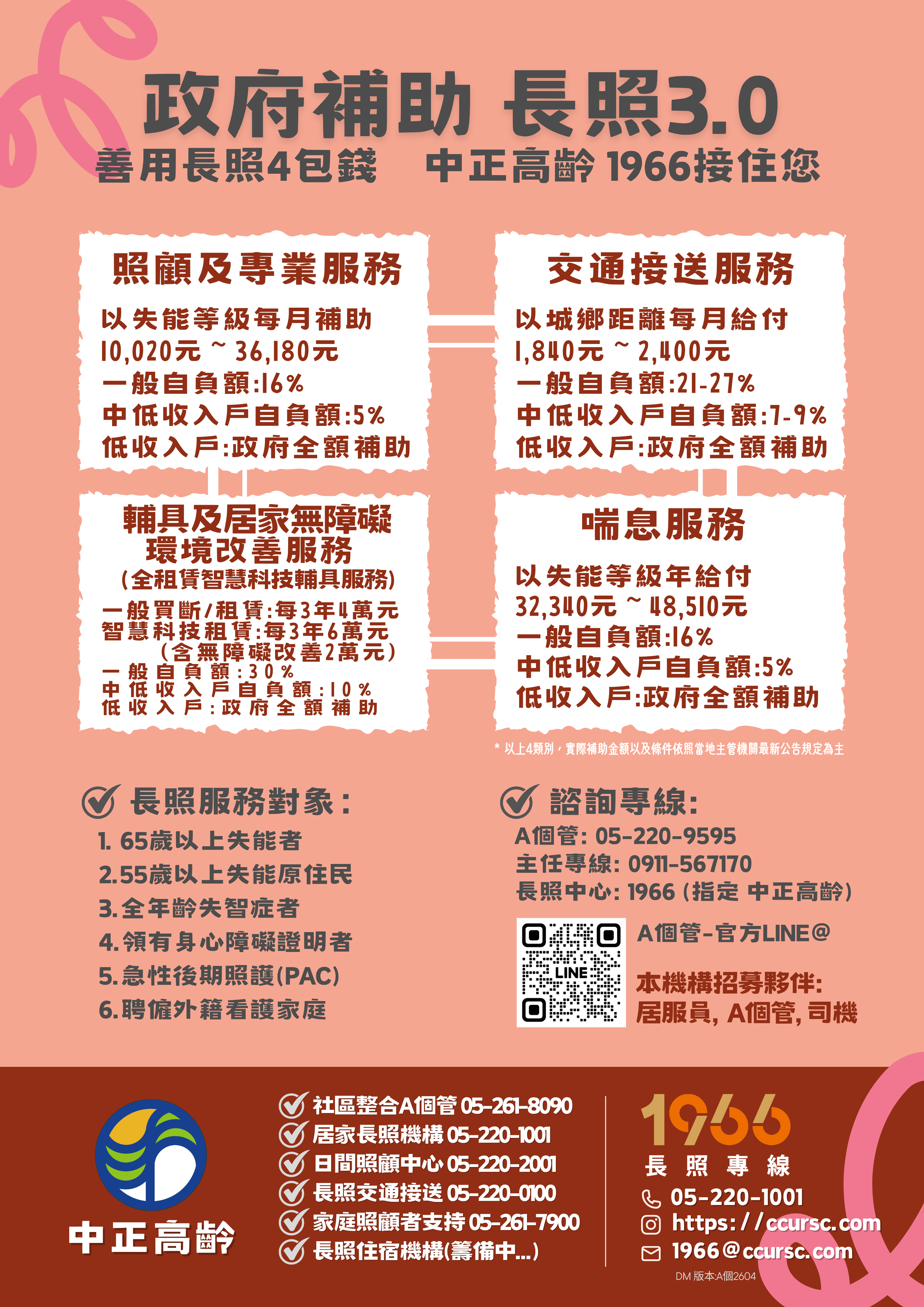 政府補助 長照3.0 長照4包錢說明